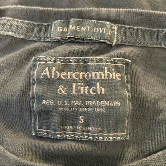 Abercrombie Garment Dyed Long Sleeve Tee Slate Small - Picture 2 of 7